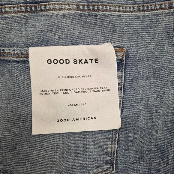 Good American Good Skate Jeans Womens 28 High Rise Loose Leg Step Insert Outseam